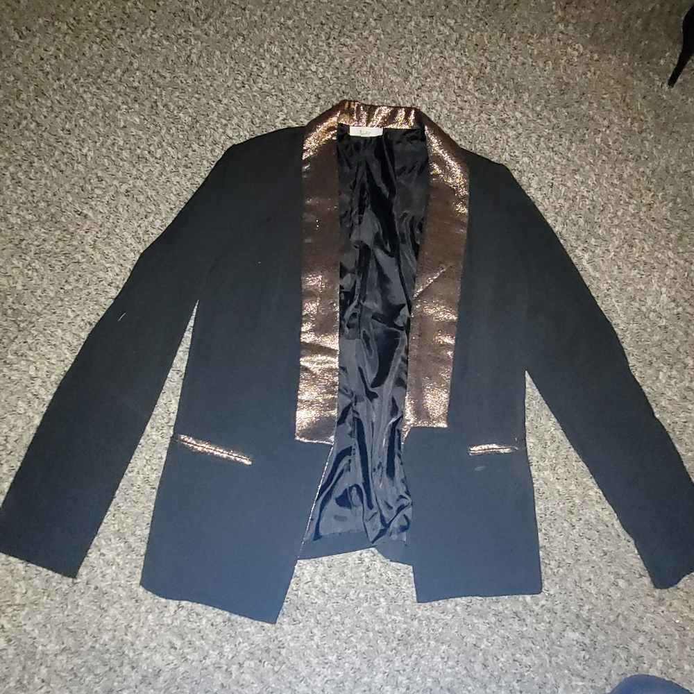 BCNU black blazer with brass metallic trim, size  medium
